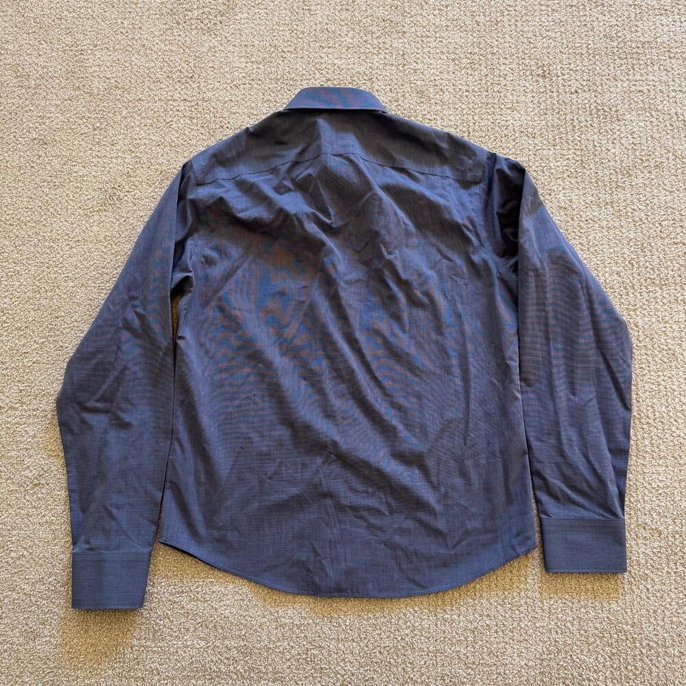 UNTUCKit Orville WF Mens L Slim Fit Wrinkle Free Blue Cotton Button-Up Shirt - Picture 8 of 8